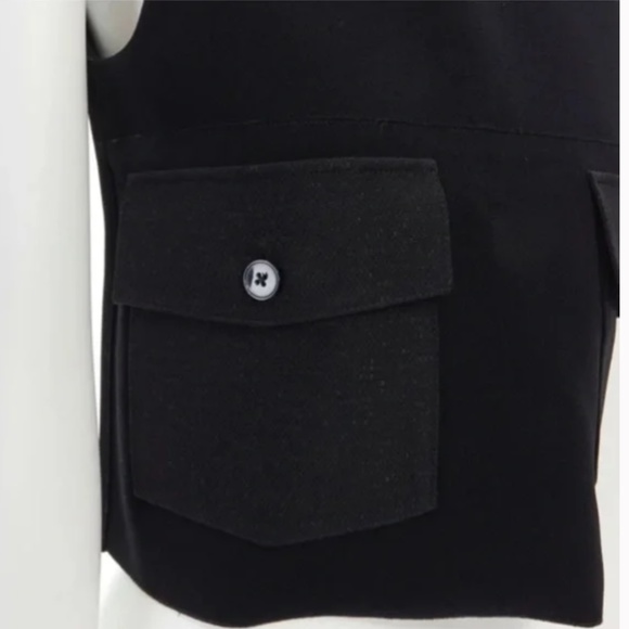Victoria Beckham Crepe Dual Cargo Pocket Cross Strap Open Back Black Crop Top - Picture 4 of 10